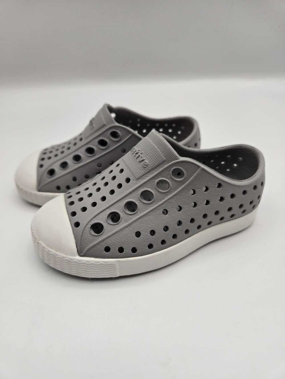 Native Gray White Slip On Play Shoes Toddler Size 4